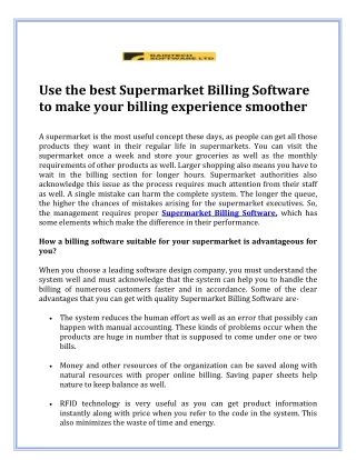Use the best Supermarket Billing Software to make your billing experience smoother