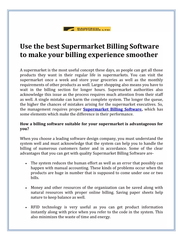 use the best supermarket billing software to make