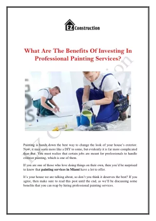 The Best Painting Services In Miami - EZ Construction