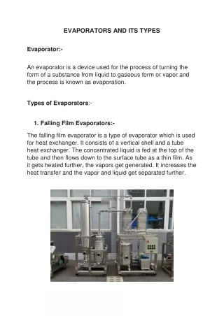 evaporators and its types