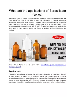 what are the applications of borosilicate glass