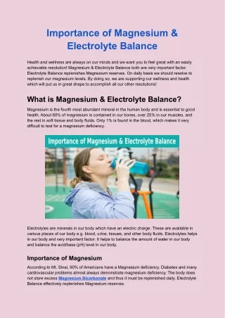 Importance of Magnesium & Electrolyte Balance