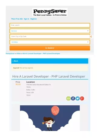 Hire A Laravel Developer - PHP Laravel Developer - PennySaver Post