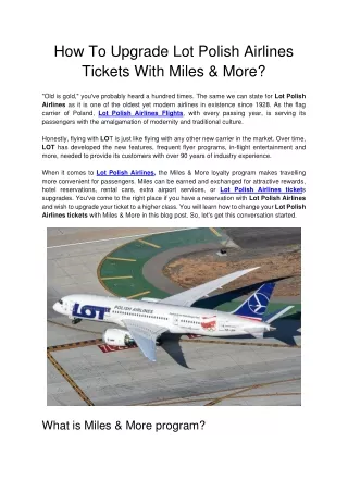 How To Upgrade Lot Polish Airlines Tickets With Miles | Airbeastravel
