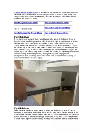 Troubleshooting Drawer Slides
