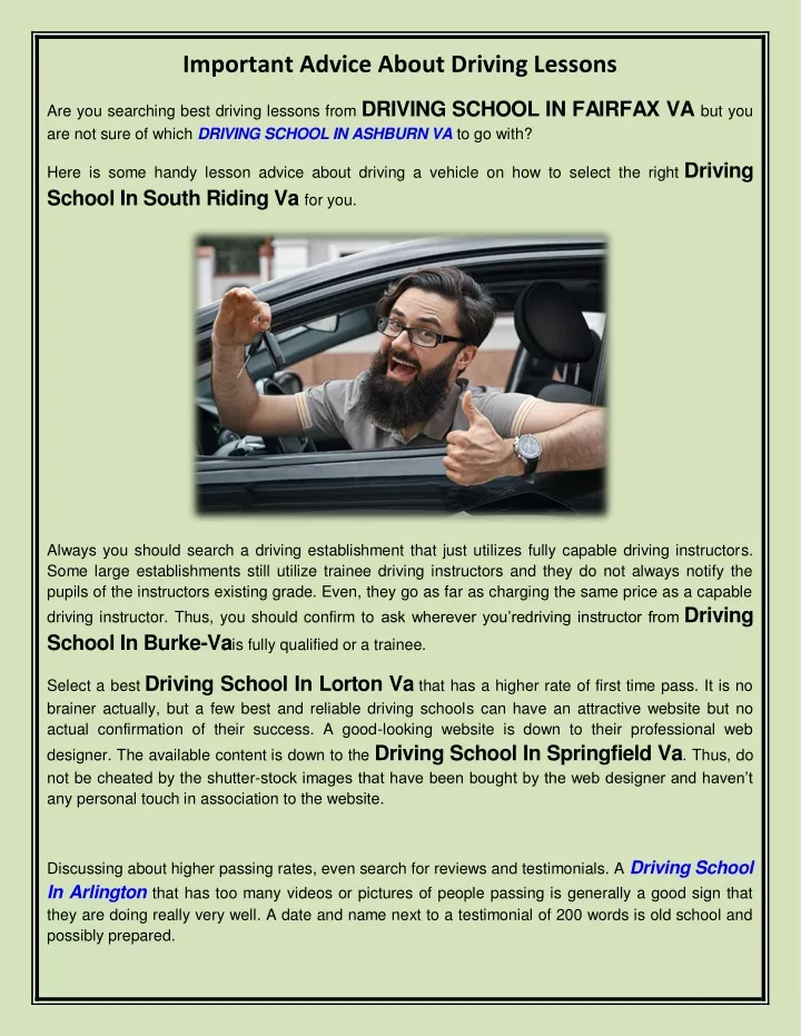 important advice about driving lessons