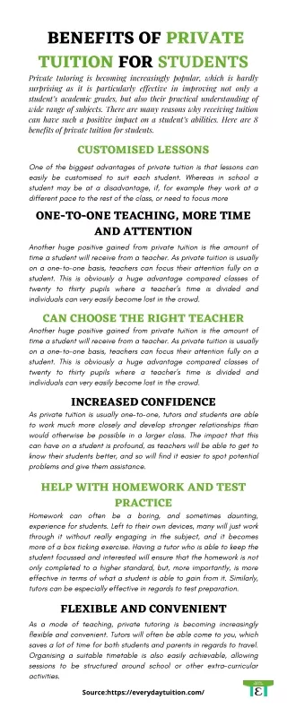 benefits of private tuition for students private