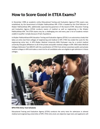 How to Score Good in ETEA Result