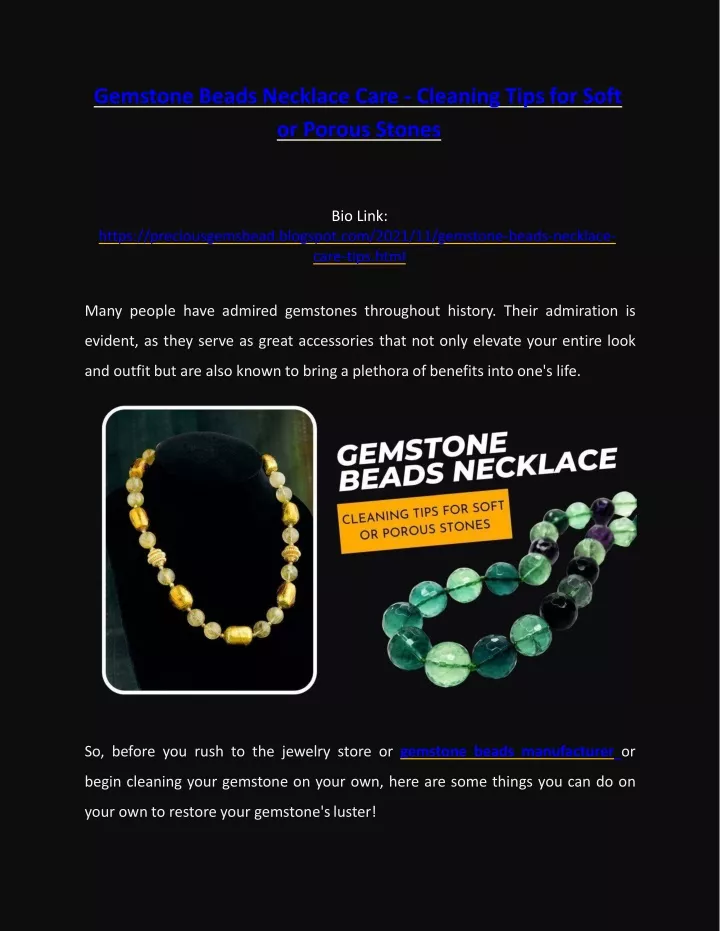 gemstone beads necklace care cleaning tips