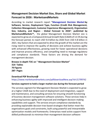 Management Decision Market Size, Share and Global Market Forecast to 2026  MarketsandMarkets