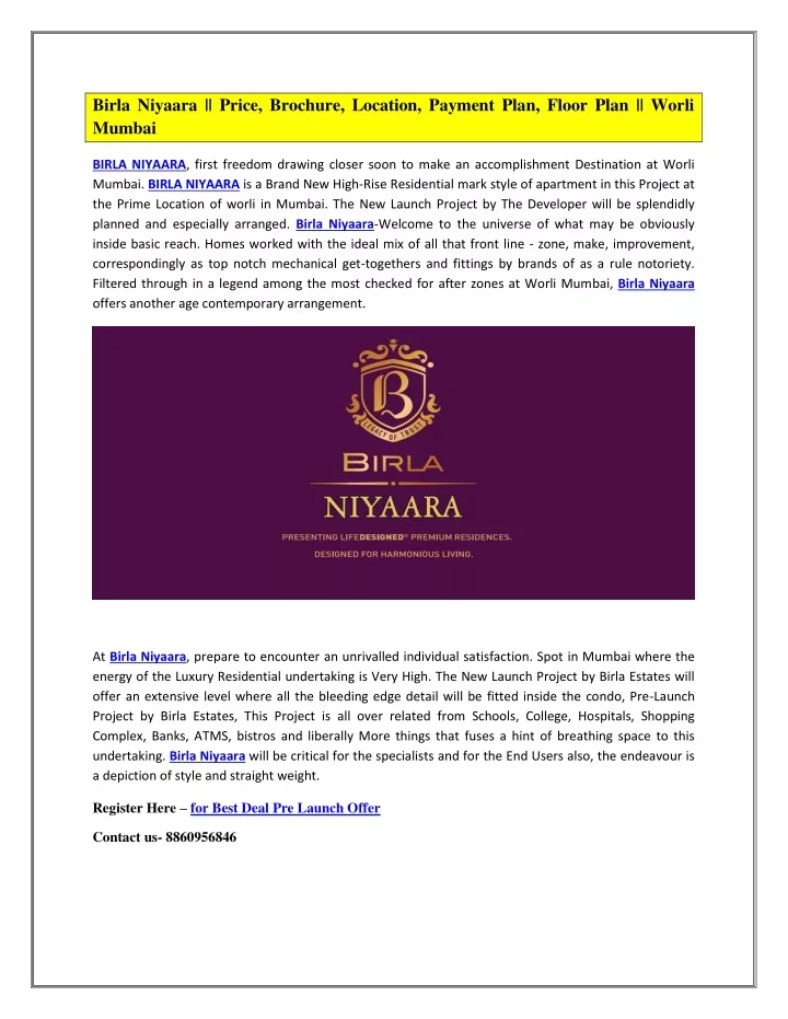 birla niyaara price brochure location payment