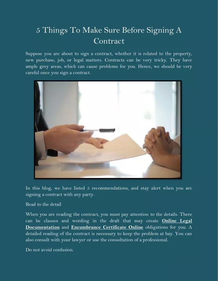 5 things to make sure before signing a contract