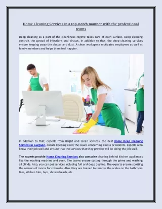 Home Cleaning Services in a top-notch manner with the professional teams