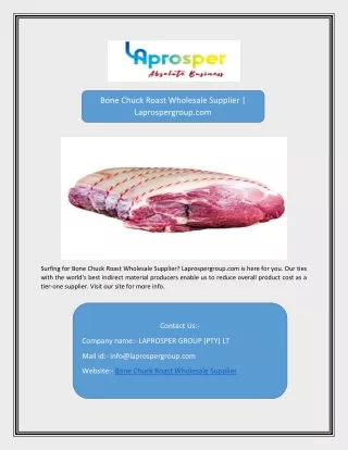Bone Chuck Roast Wholesale Supplier