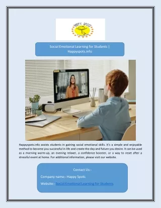 social emotional learning for students happyspots