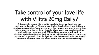 Take control of your love life with Vilitra
