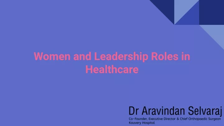 women and leadership roles in healthcare
