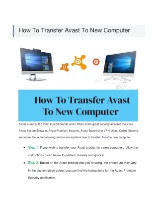 How To Transfer Avast To New Computer