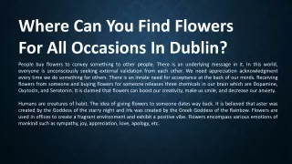 Where Can You Find Flowers For All Occasions In Dublin