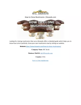 How to Clone Mushrooms
