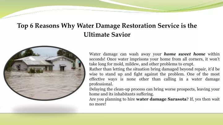 top 6 reasons why water damage restoration