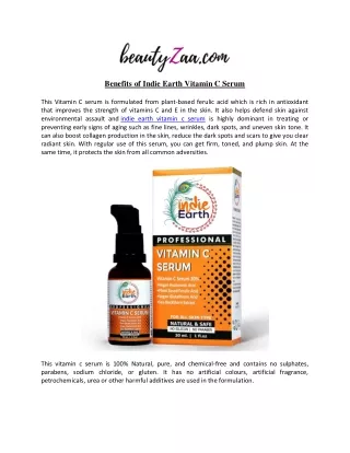 Benefits of Indie Earth Vitamin C Serum