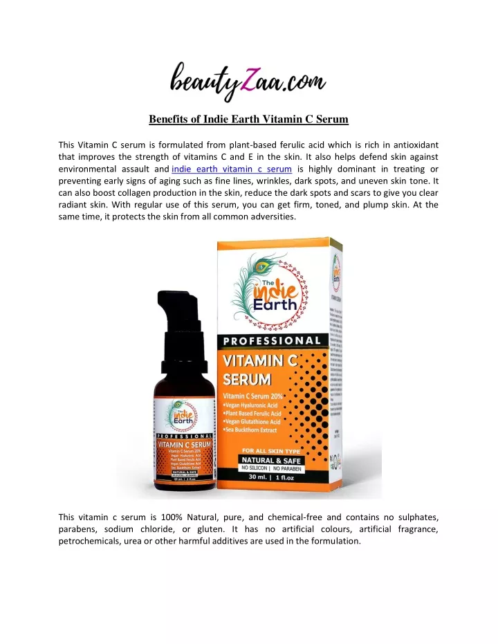 benefits of indie earth vitamin c serum