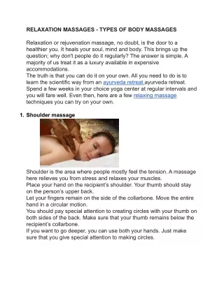 RELAXATION REJUVENATION MASSAGE-EVERYTHING YOU SHOULD KNOW