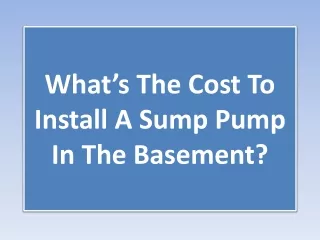 what s the cost to install a sump pump in the basement