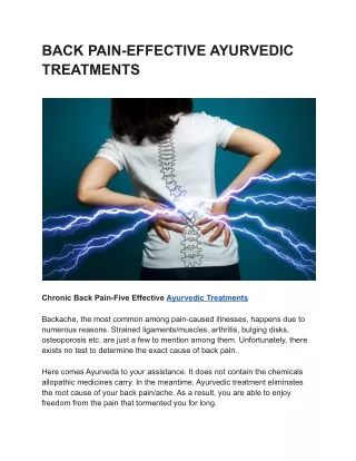 BACK PAIN-EFFECTIVE AYURVEDIC TREATMENTS
