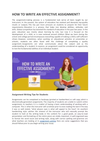 how to write an effective assignment