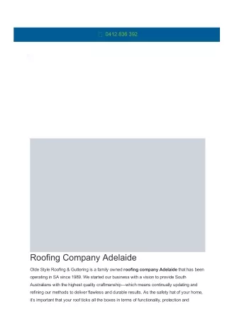 Roofing Company Adelaide