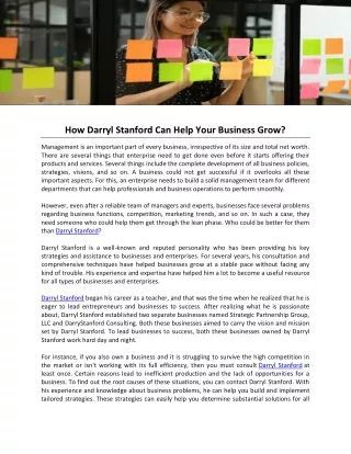how darryl stanford can help your business grow