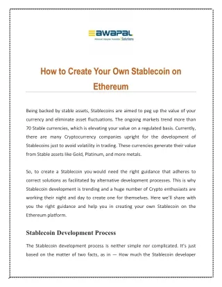 how to create your own stablecoin on ethereum
