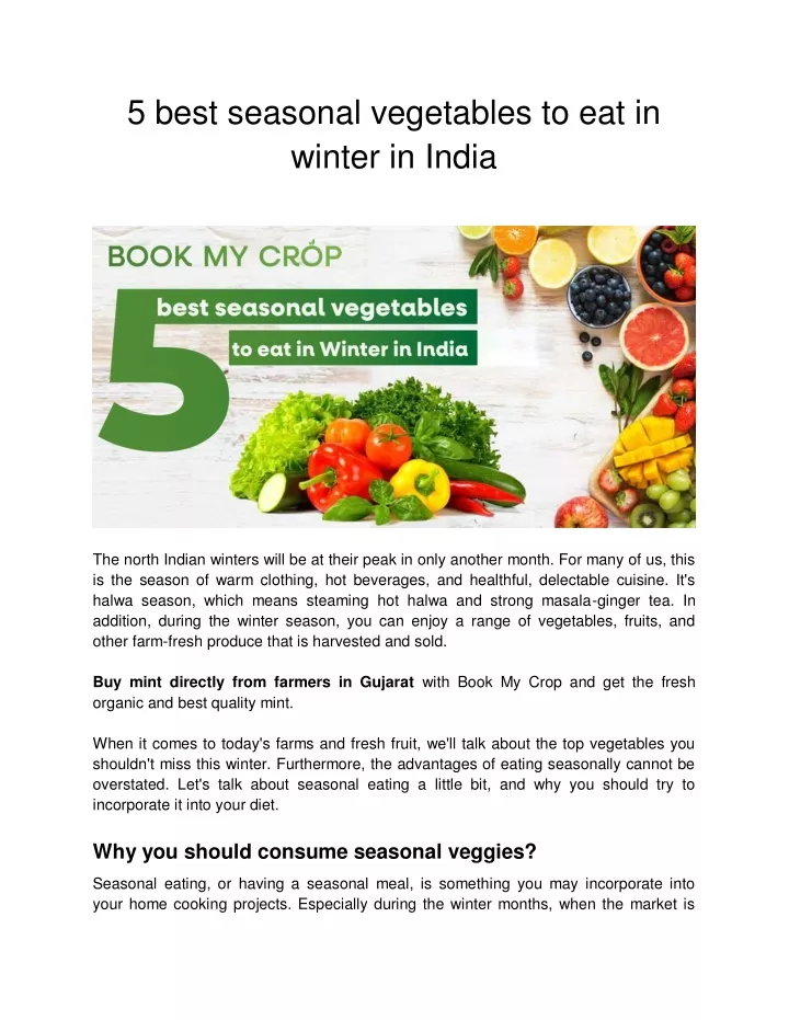 5 best seasonal vegetables to eat in winter