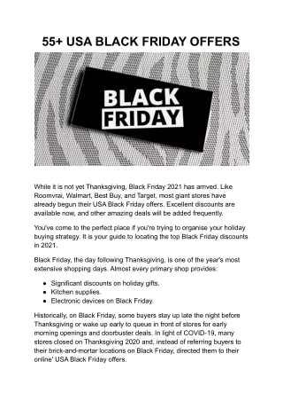 55  USA BLACK FRIDAY OFFERS