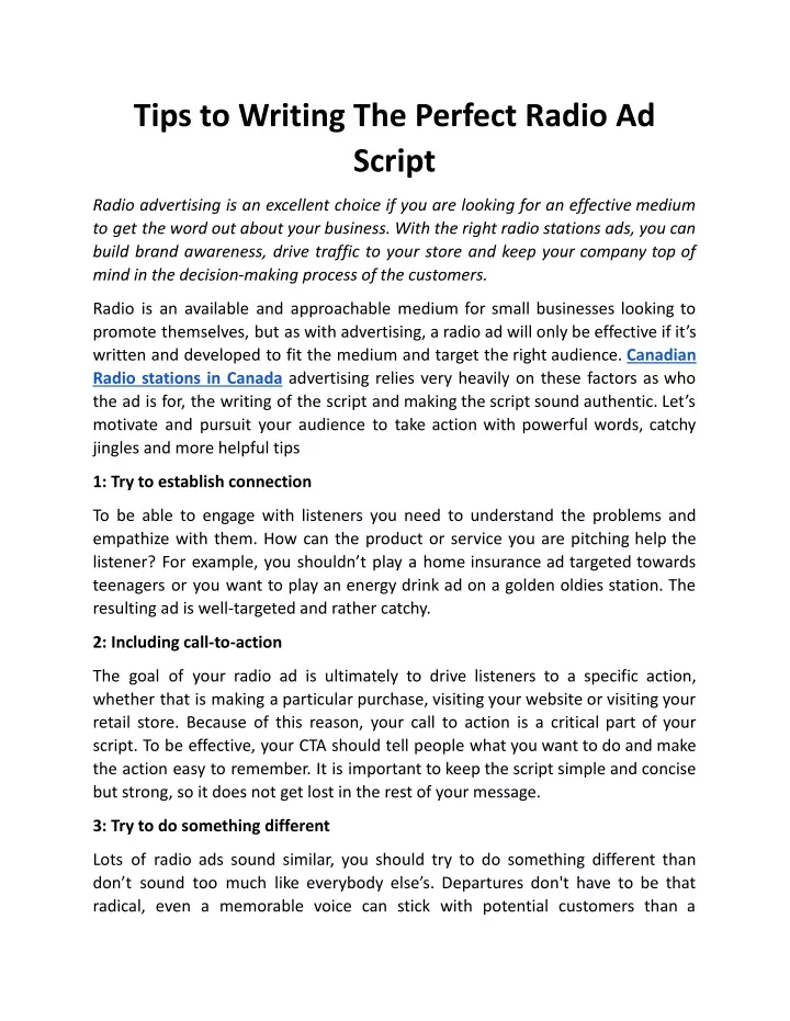 tips to writing the perfect radio ad script