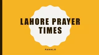 Lahore Prayer Times