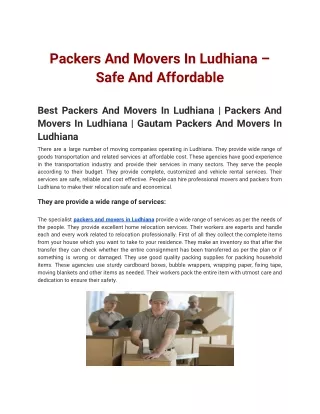 Packers And Movers In Ludhiana – Safe And Affordable