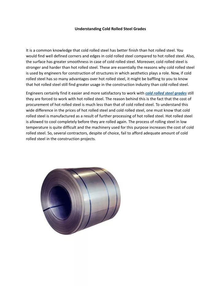 understanding cold rolled steel grades