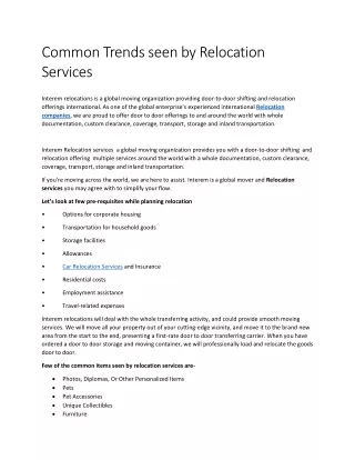 common trends seen by relocation services