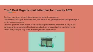 The 5 Best Organic multivitamins for men for 2021