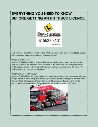 EVERYTHING YOU NEED TO KNOW BEFORE GETTING AN HR TRUCK LICENCE