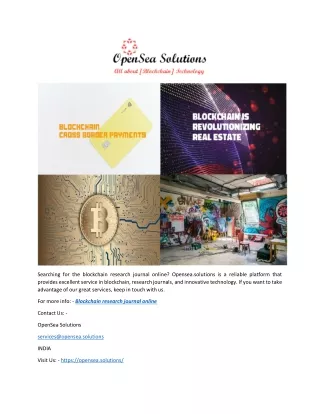 Blockchain Research Journal Online | Opensea.solutions