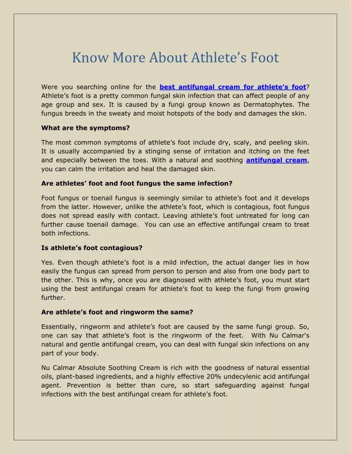 know more about athlete s foot