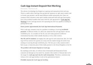 Cash App Instant Deposit Not Working