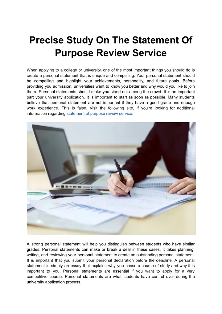 precise study on the statement of purpose review