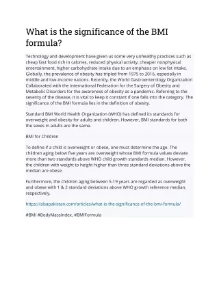 what is the significance of the bmi formula
