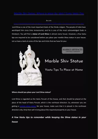 marble shiv statue where to place the idols some