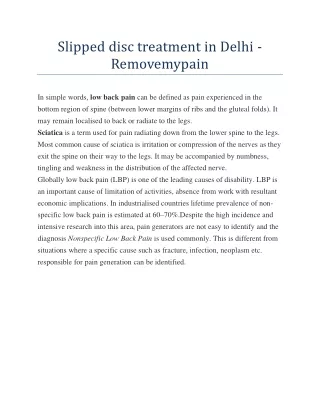 Slipped disc treatment in Delhi - Removemypain